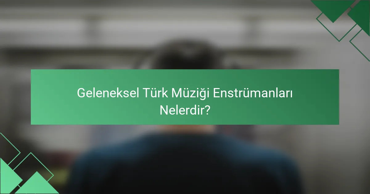 Geleneksel Türk Müziği Enstrümanları Nelerdir?