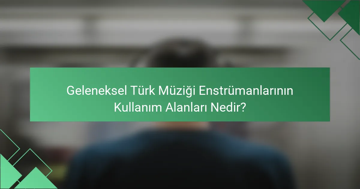 Geleneksel Türk Müziği Enstrümanlarının Kullanım Alanları Nedir?