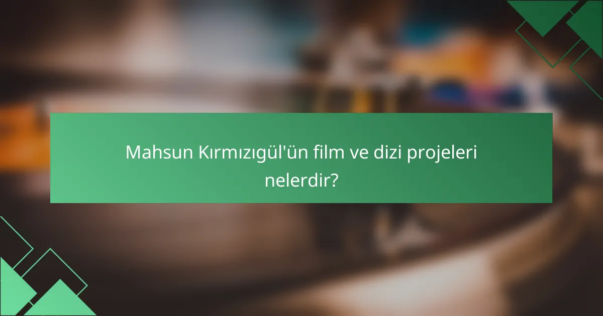 Mahsun Kırmızıgül'ün film ve dizi projeleri nelerdir?