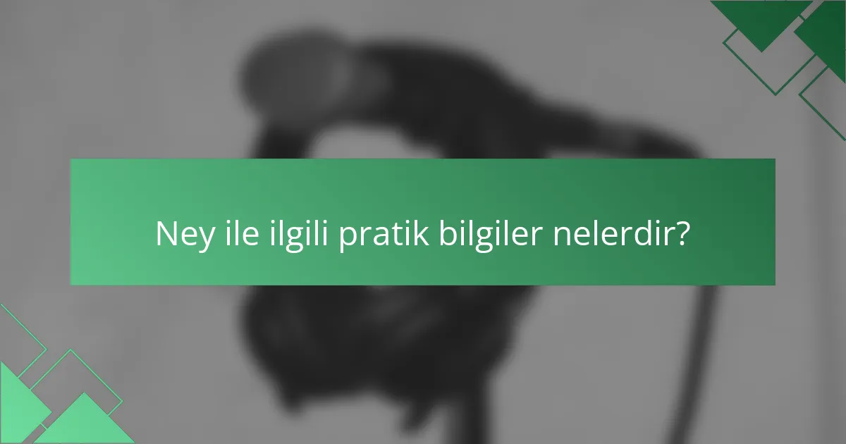 Ney ile ilgili pratik bilgiler nelerdir?