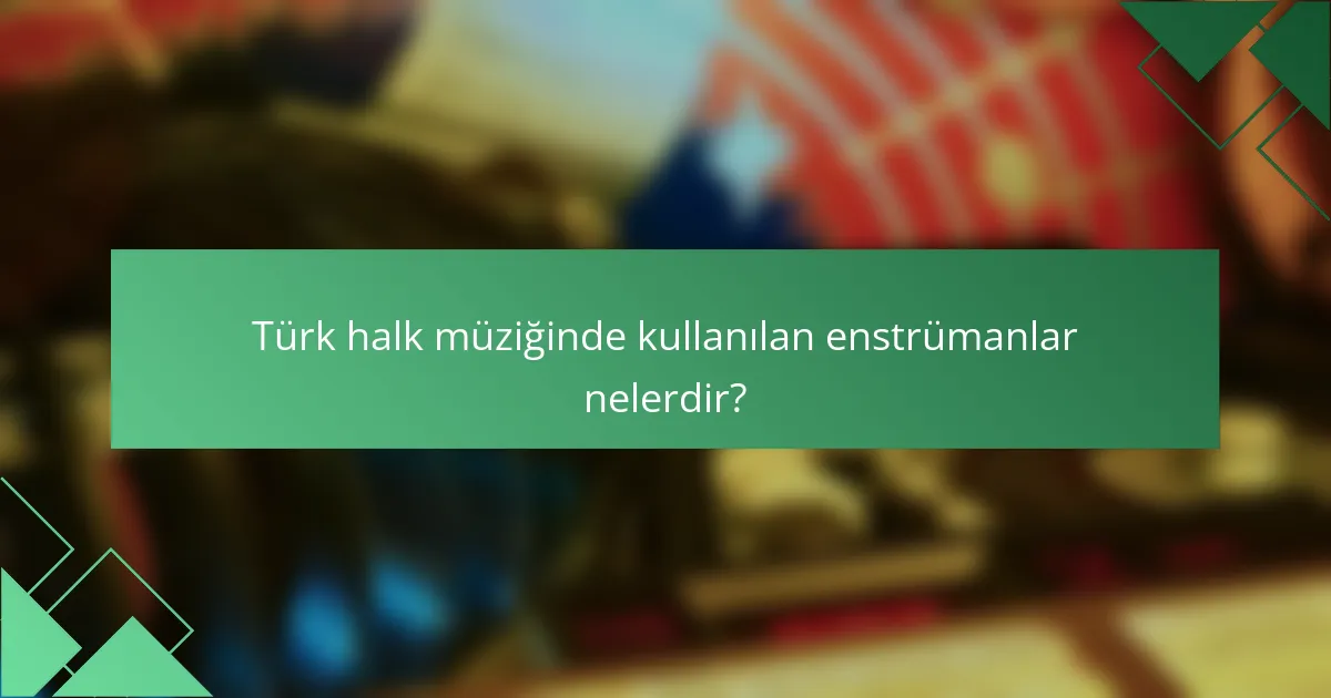Türk halk müziğinde kullanılan enstrümanlar nelerdir?