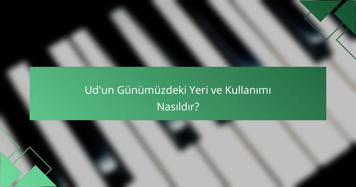 Ud'un Günümüzdeki Yeri ve Kullanımı Nasıldır?